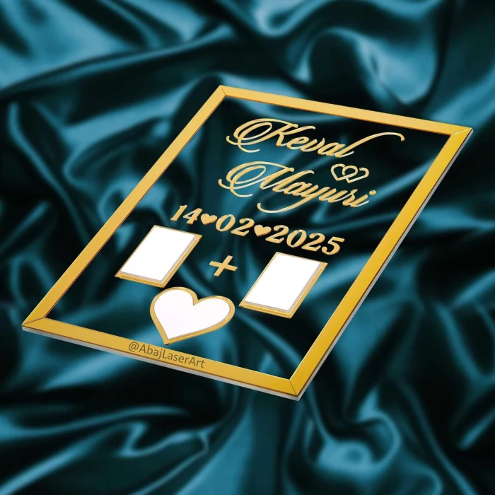 Personalized Acrylic Fingerprint Plaque Custom Couple Gift with 3D Gold Text cover image 1