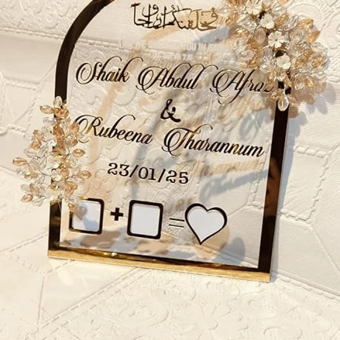 Personalized Golden Acrylic Couple Impression  Nikkah Gift cover image 1
