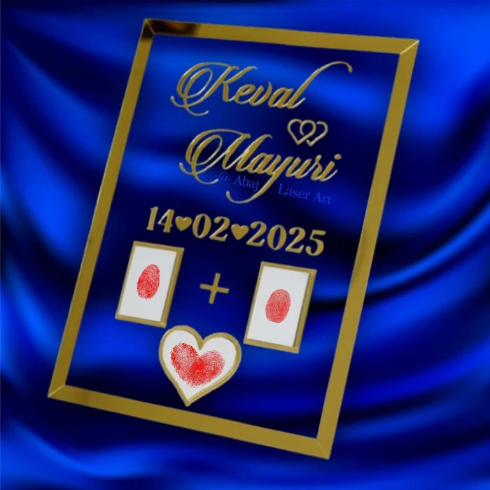 Personalized Acrylic Fingerprint Plaque Custom Couple Gift with 3D Gold Text cover image 2