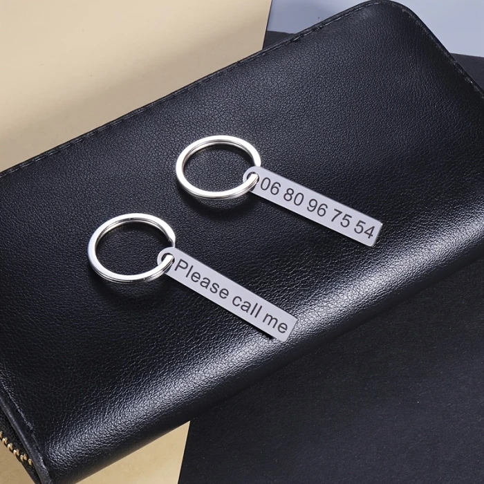 Customizable Stainless Steel Keychain Personalized Name & Phone Tag cover image 2