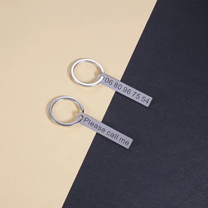 Customizable Stainless Steel Keychain Personalized Name & Phone Tag cover image 3