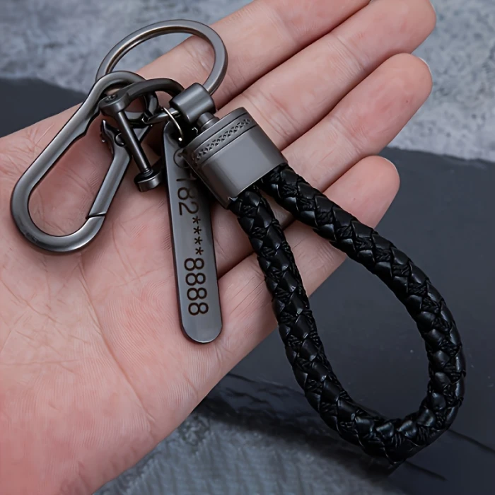 Custom Engraved Men's Braided Metal Keychain  Durable Zinc Alloy Personalized Gift for Couples cover image 2