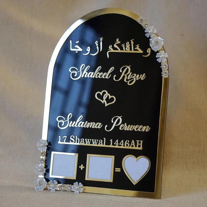 Black Background Acrylic Nikah Thumb Board Muslim Wedding