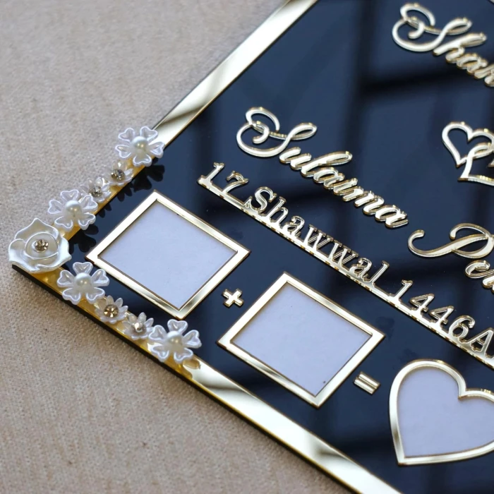Black Background Acrylic Nikah Thumb Board Muslim Wedding cover image 2