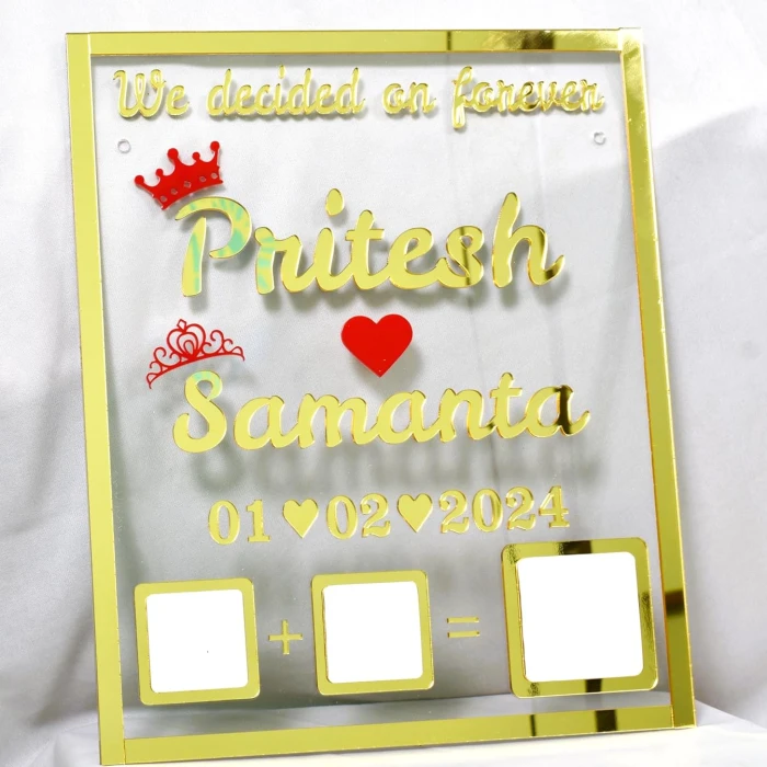 Personalized Golden Acrylic Couple Thumbprint Plaque Wedding & Anniversar