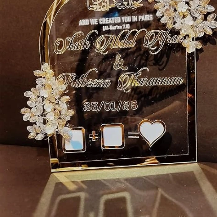 Personalized Golden Acrylic Couple Impression  Nikkah Gift cover image 2