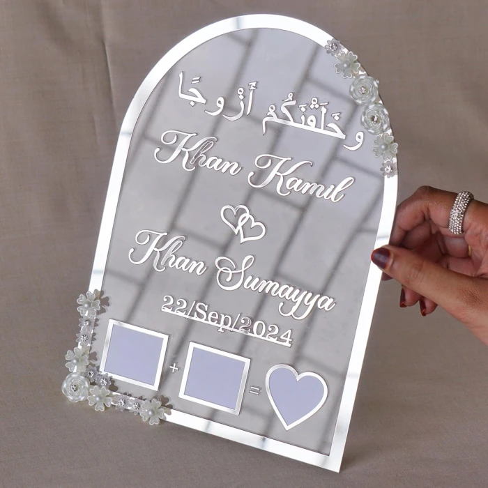 Elegant Floral Acrylic Nikah Thumb Board Custom Muslim Wedding Décor