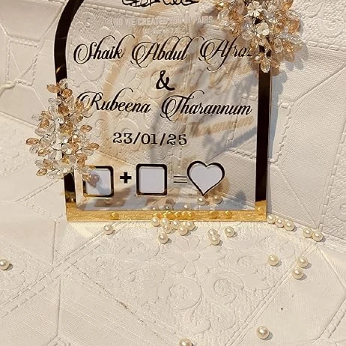 Personalized Golden Acrylic Couple Impression  Nikkah Gift cover image 3