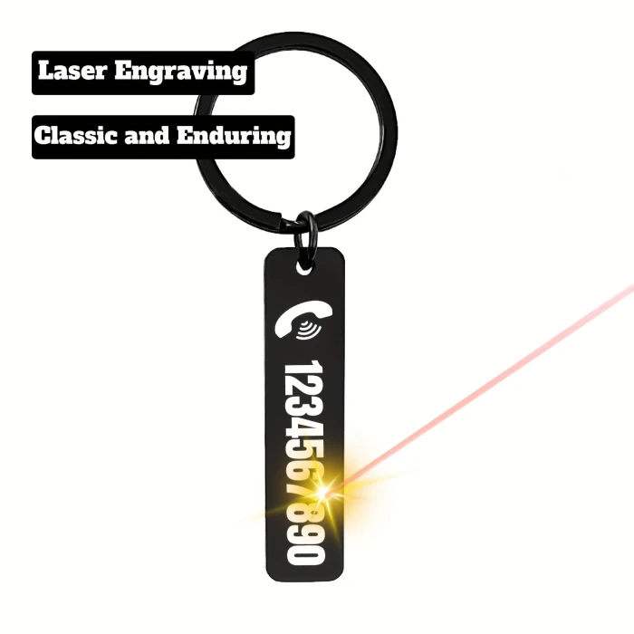 Personalized Titanium Alloy Keychain – Custom Engraved Name & Phone Number cover image 2