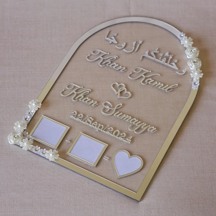 Elegant Floral Acrylic Nikah Thumb Board Custom Muslim Wedding Décor cover image 2