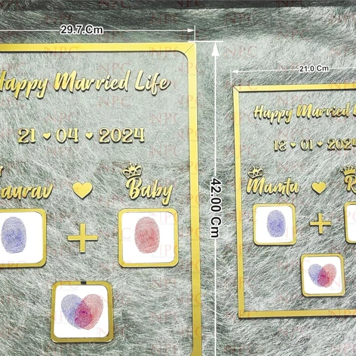 Personalized Golden Acrylic Couple Fingerprint Nikkah certificate cover image 2