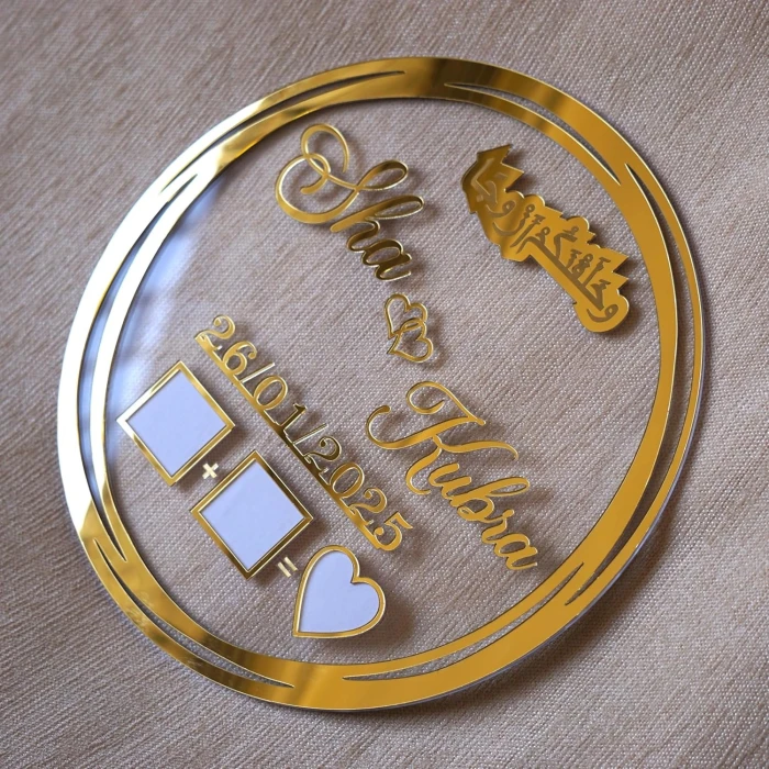 Round Golden Nikah Thumb Board Elegant Floral Wedding Keepsake cover image 5