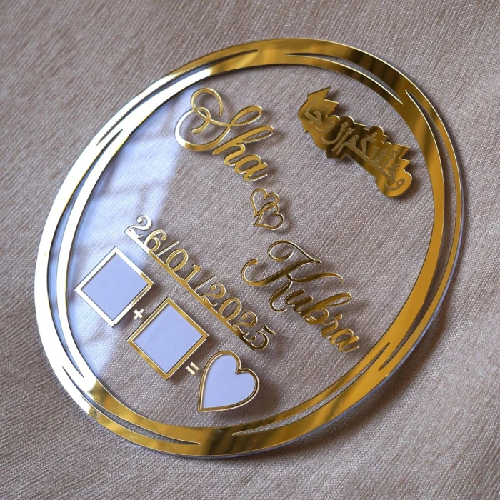 Round Golden Nikah Thumb Board Elegant Floral Wedding Keepsake cover image 6