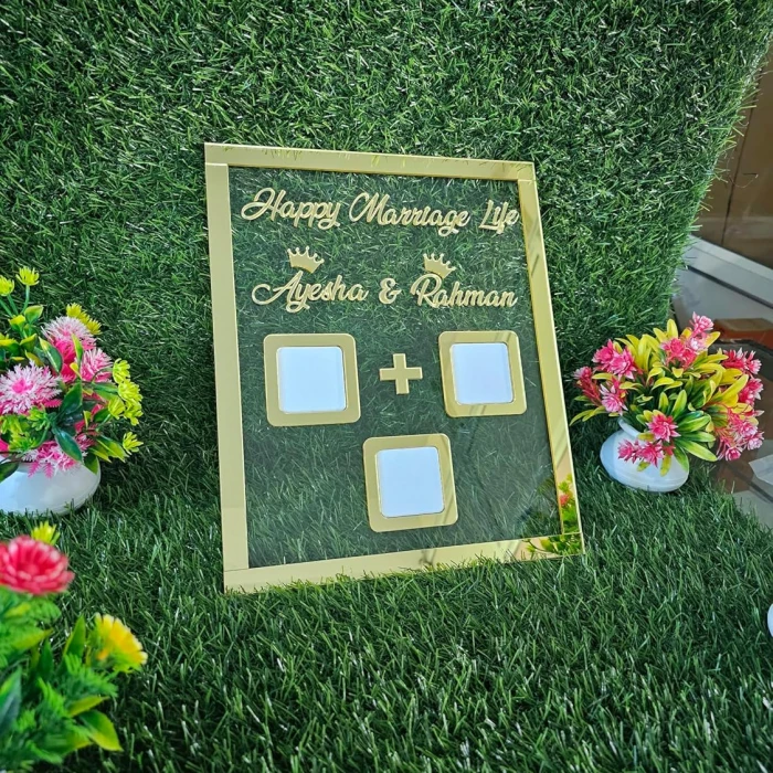Personalized Golden Acrylic Thumb Impression Plaque Nikkah Gift cover image 1