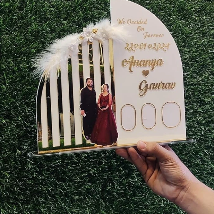 Personalized Golden Acrylic Couple Thumb Impression Plaque cover image 2