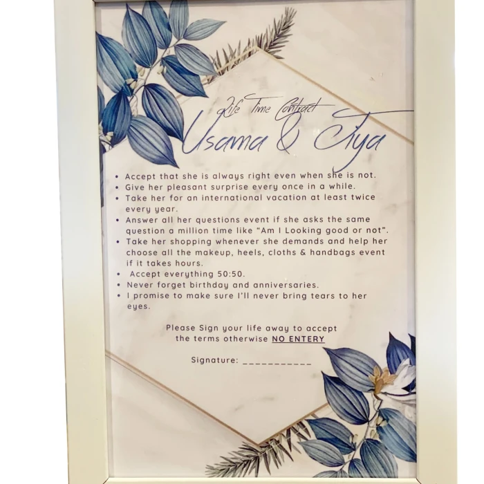 Elegant Wedding Contract Frame Personalized Contract cover image 1