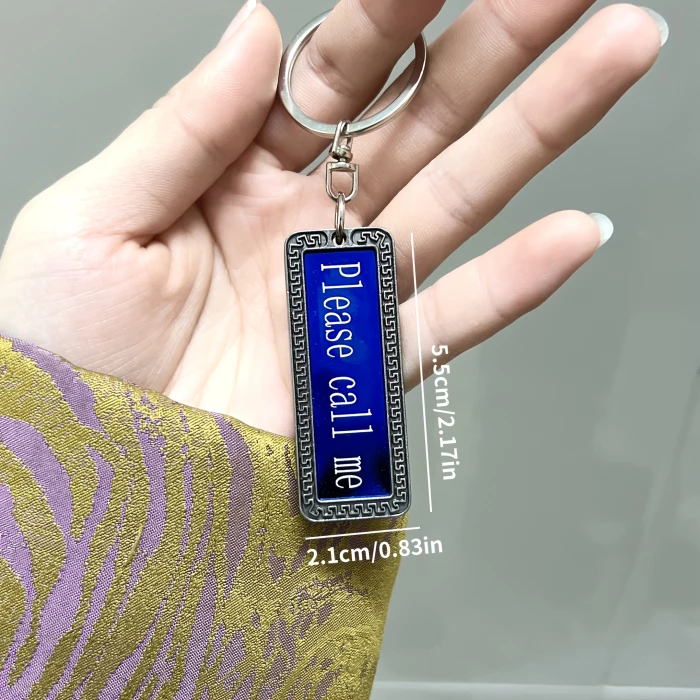Personalized Elegant Chinese‑Style Stainless Steel Keychain – Custom Name Tag & Phone Number Rectangular Charm cover image 4