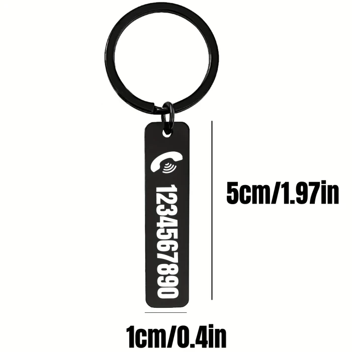 Personalized Titanium Alloy Keychain – Custom Engraved Name & Phone Number cover image 3