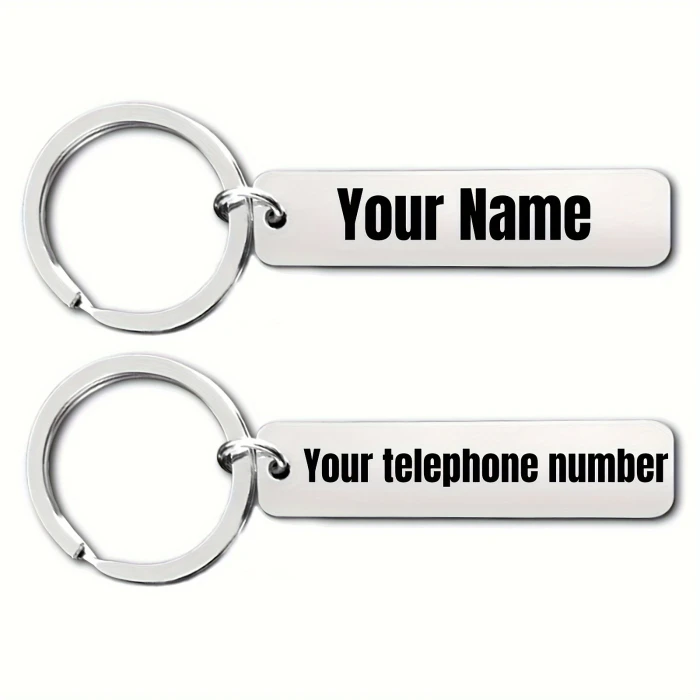 Custom Stainless Steel Keychain Engraved Name & Phone Number cover image 3