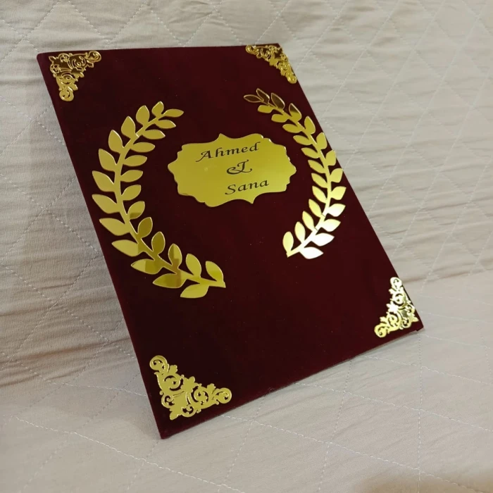 Premium Personalized Nikkah Booklet Maroon Velvet cover image 7