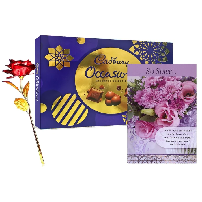 Sorry Card, Chocolate & Red Rose Apology Gift Combo