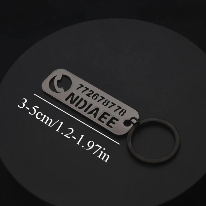 Laser‑Engraved Titanium Alloy Keychain Custom Name & Phone Number Tag cover image 3