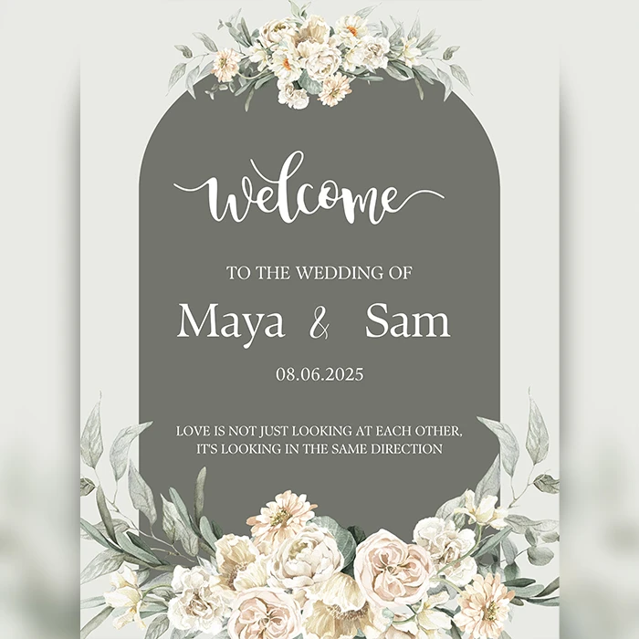 Royal Wedding Welcome Board Customized Bride & Groom Name Sign cover image 1
