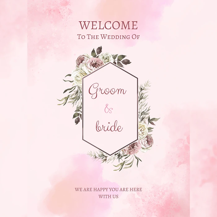 Pink Theme Wedding Welcome Board Elegant Custom Sign cover image 1