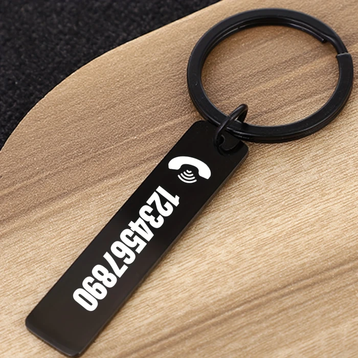 Personalized Titanium Alloy Keychain – Custom Engraved Name & Phone Number
