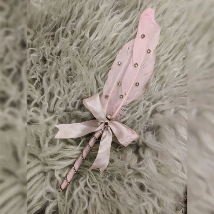 Handmade Pink Nikkah Pen with Elegant Bow Wedding Accessory cover image 1