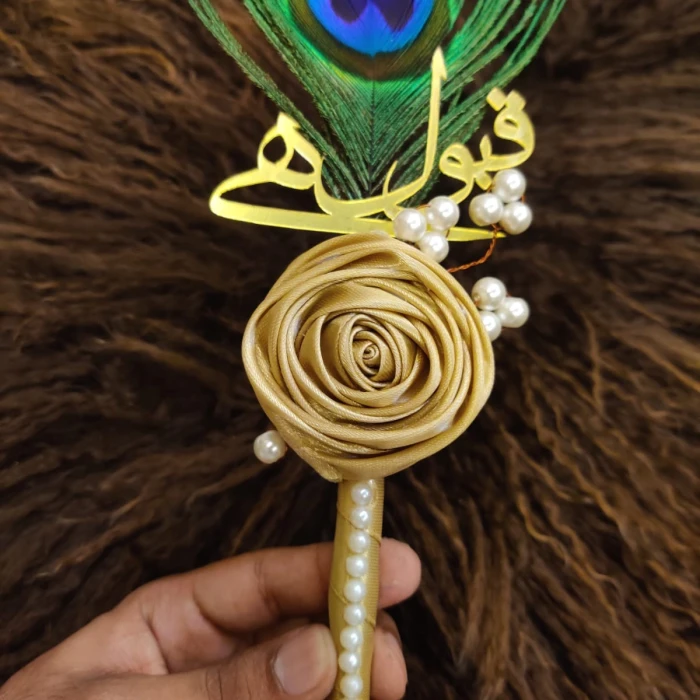 Gold Flower Nikkah Pen with Elegant Peacock Feather cover image 3