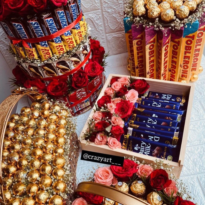 Luxury Large Chocolate Gift Hamper with Roses, Lindor, Toblerone & Ferrero