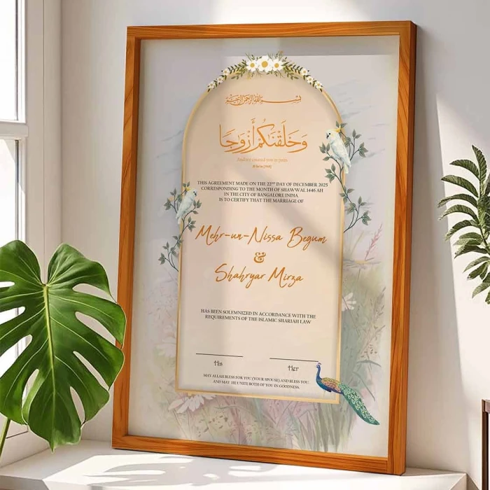 Birds Theme Nikkah Certificate Frame Custom Premium Wood cover image 4