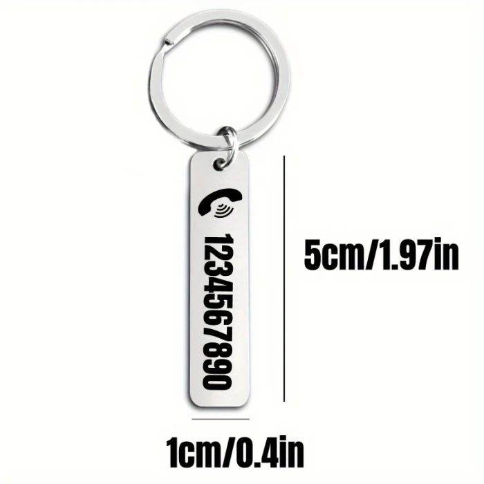Custom Stainless Steel Keychain Engraved Name & Phone Number cover image 4