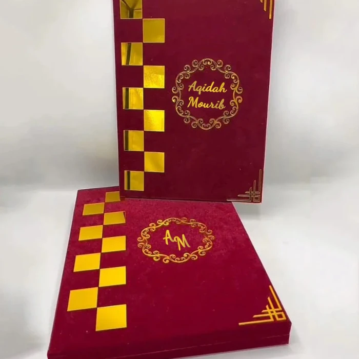 Elegant Velvet Nikkah booklet – Personalized with Pen for Memorable Nikah Ceremonies