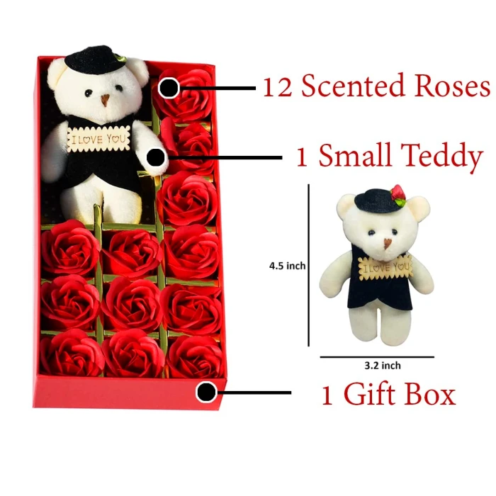 Apology Gift Pack Sorry Card, Soft Teddy, 12 Scented Roses & Chocolate cover image 6