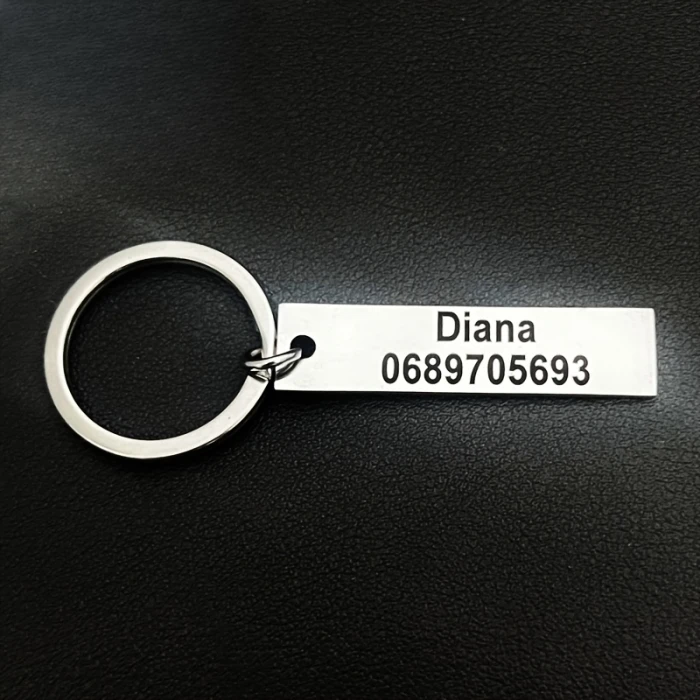 Custom Engraved Stainless Steel Keychain for Women - Stylish & Minimalist Design with Personal Name or Phone Number Tag Anti-Lost Feature cover image 2