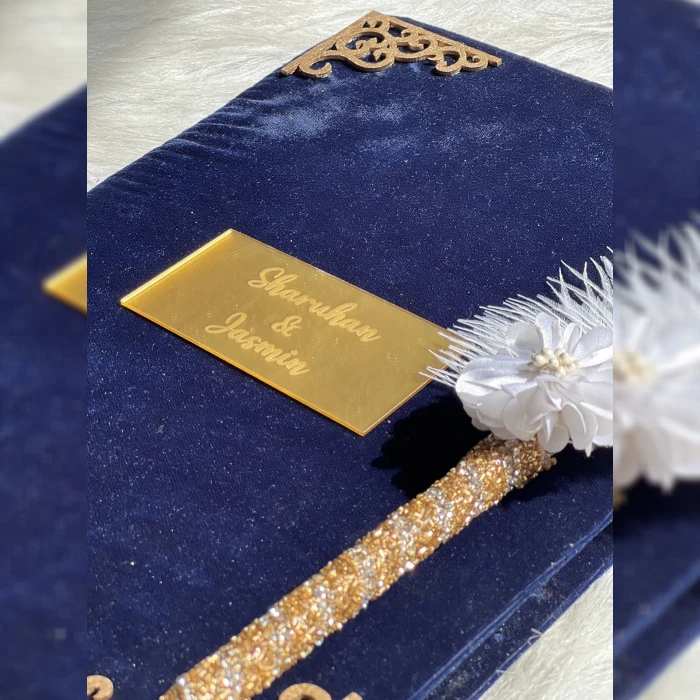 Premium Velvet Nikkah Booklet with Matching Pen Personalized Multiple Colors cover image 1