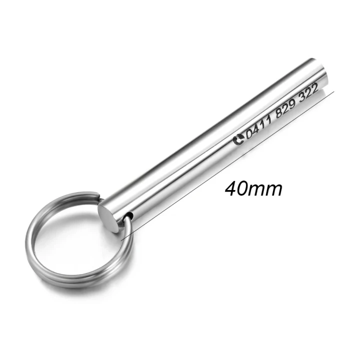 Customized Phone Number Key Chain for Women Men Silver 40mm Round Bar Key Ring Stainless Steel Jewelry Personalized Name Gifts cover image 5