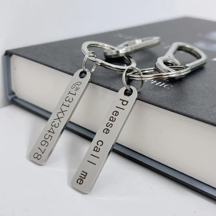 Custom Engraved Stainless Steel Keychain – Personalized Name & Phone Tag with Anti‑Lost Function cover image 4