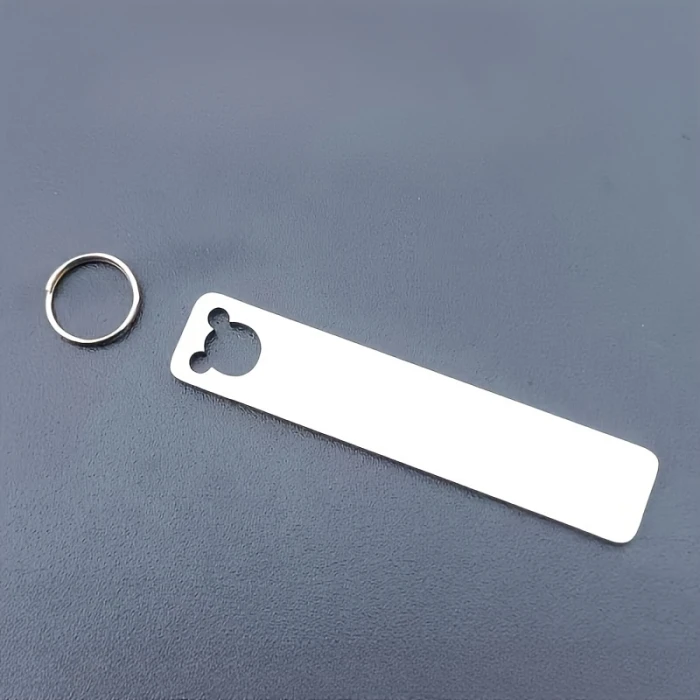 Custom Engraved Stainless Steel Keychain Personalized Contact Info Tag Simple Unplated Keyring cover image 4