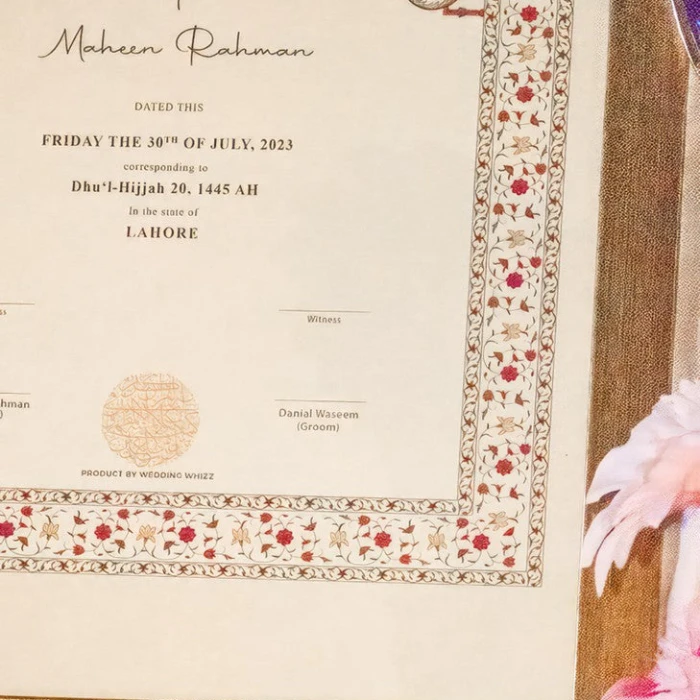 Personalized Islamic Nikkah Certificate with Custom Frame Muslim Wedding Gift cover image 2