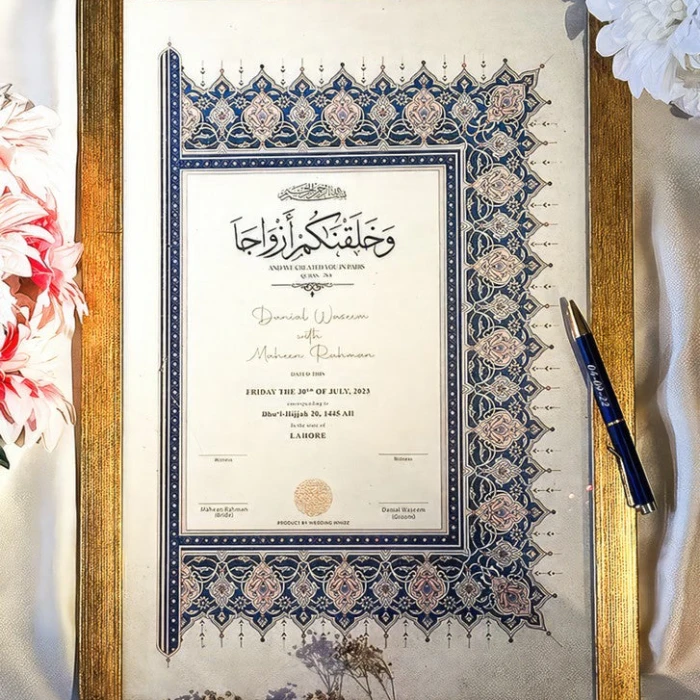 Nikkah Certificate Unique Custom Wedding Gift