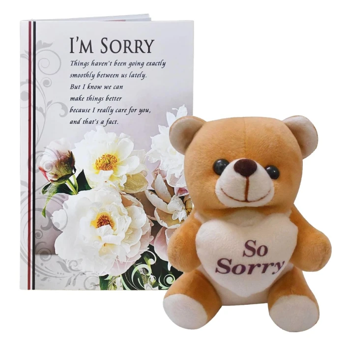 Sorry Gift Combo – Cute Teddy Bear & Apology Greeting Card cover image 5