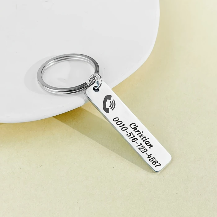 Custom Engraved Stainless Steel Keychain – Personalized Name or Phone Number Tag, Anti‑Lost ID Charm cover image 2