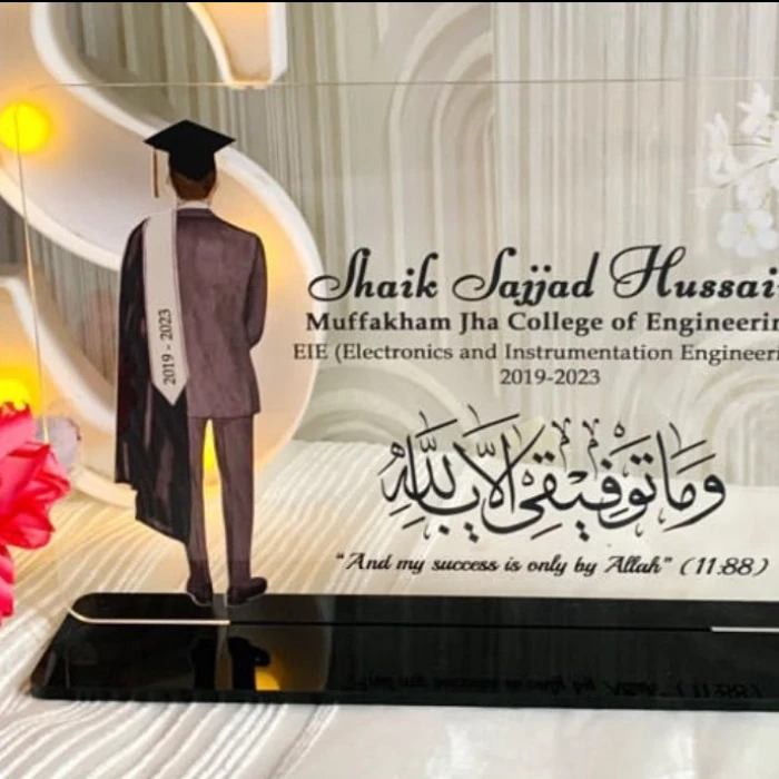Premium Graduation Frame for Him – Custom Acrylic Keepsake with Stand