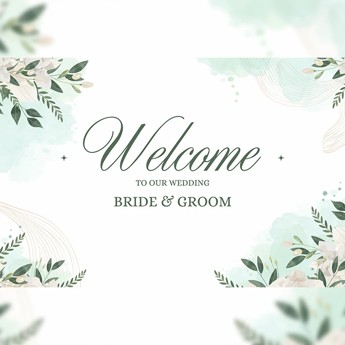 Cute Green Theme Wedding Welcome Board cover image 1