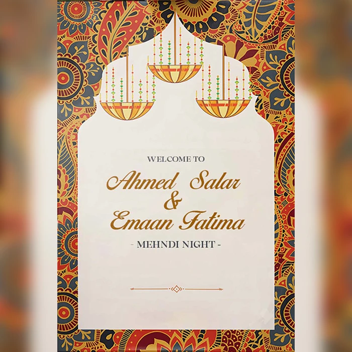 Gleeful Mehndi Welcome Board | Colorful Custom Sign cover image 1