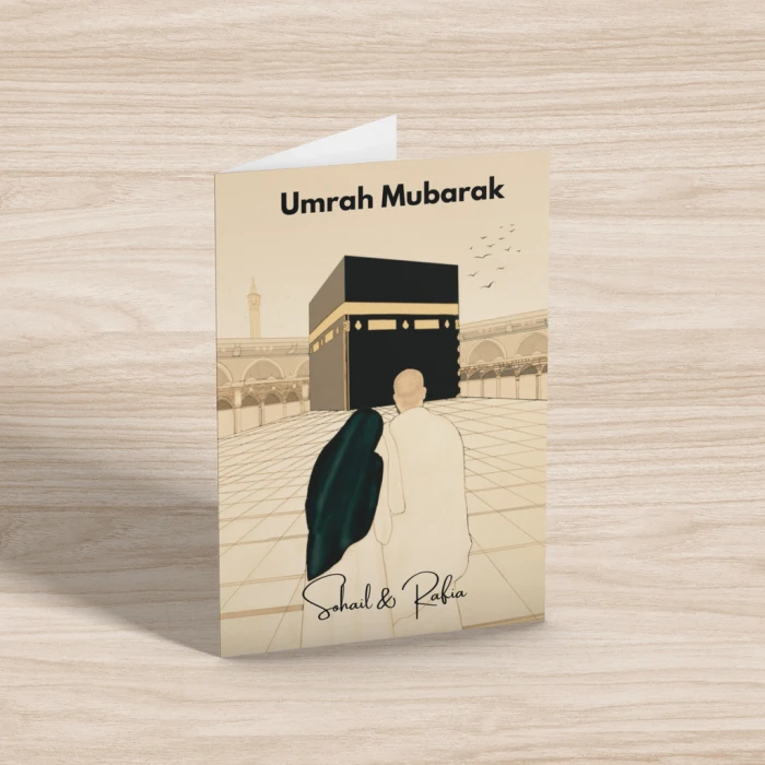 Umrah Mubarak Greeting Card Elegant Islamic Celebration Card