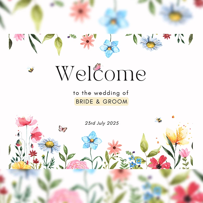 Colorful Flower Wedding Welcome Board Vibrant Custom Signs cover image 1